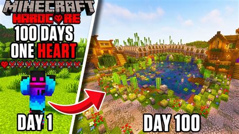 I Survived 100 Days On One Heart In Minecraft Hardcore Youtube