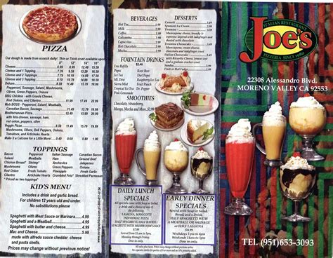 Joe S Italian Restaurant Menu Urbanspoon Zomato