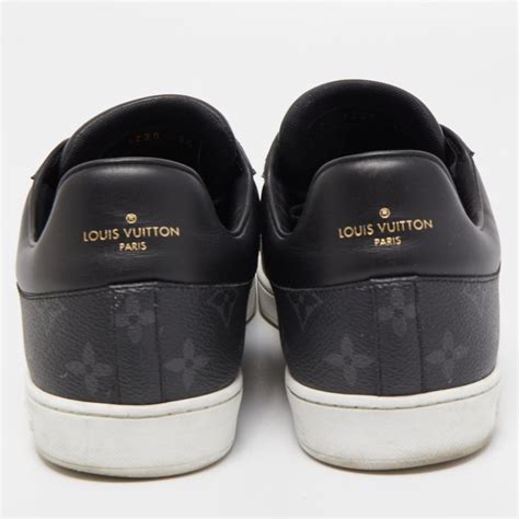 Louis Vuitton Black Monogram Leather Eclipse Frontrow Low Top Sneakers Size 435 For Sale At 1stdibs