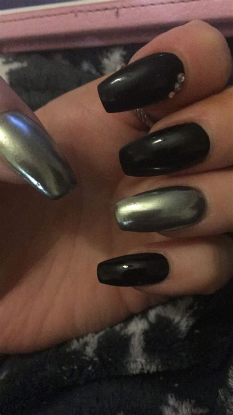 Black chrome nails Ballerina shape nails black chrome Nägel