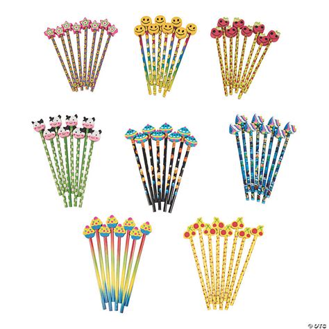 Bulk Pencils With Assorted Pencil Top Erasers 72 Pc Oriental Trading