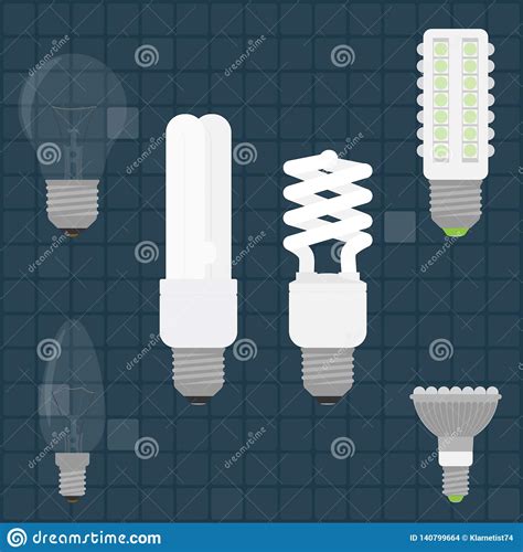 Various Light Bulbs in Color Stock Vector - Illustration of inspiration, concept: 140799664