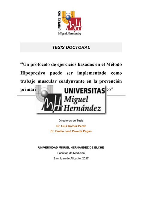 Pdf Un Protocolo De Ejercicios Basados En El M Todo Hipopresivo