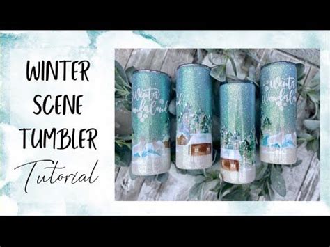 Winter Scene Ombre Glitter Tumbler Tutorial Using Printable Vinyl