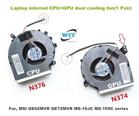 Gaming Laptop Internal Cpu Gpu Dual Cooling Fan Pair For Msi Gv