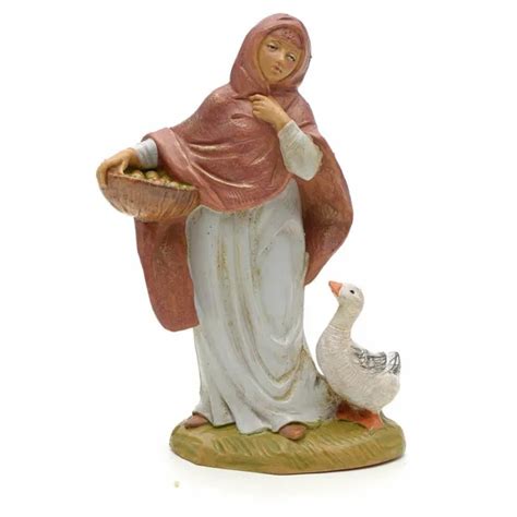 Fontanini Pastorella Con Oca Cm In Resina Statuina Presepe F Eur