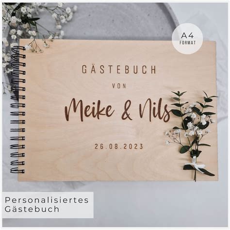 Personalisiertes Gästebuch aus Holz für Hochzeiten Gästebuch mit Gravur