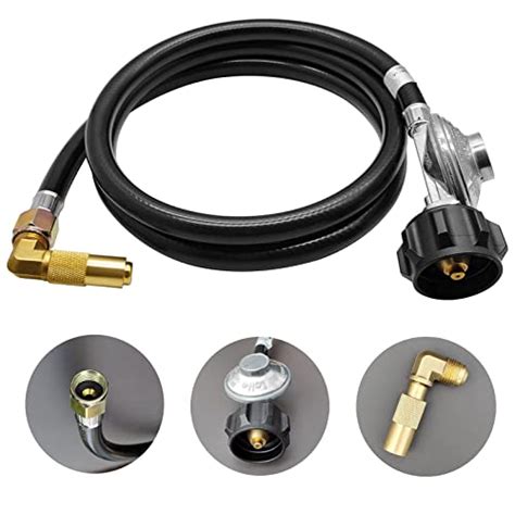 Kililiun 5 Feet Low Pressure Propane Regulator And Hose With 90 Degree Propane Elbow Adapter