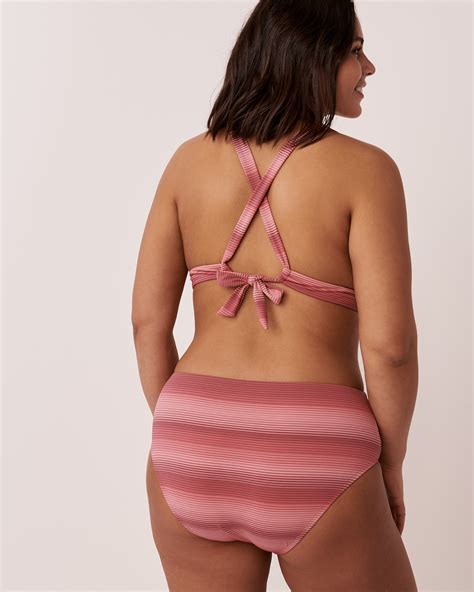 Stripes Recycled Fibers Triangle Bikini Top Pink Stripes La Vie En Rose