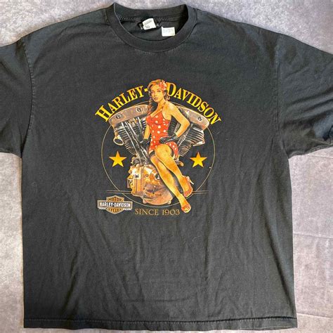 Harley Davidson Pin Up Double Stitch T Shirt Gem