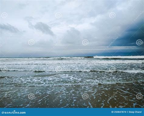 Storm Over Waves on the Beach Stock Photo - Image of blue, sunny: 250847874