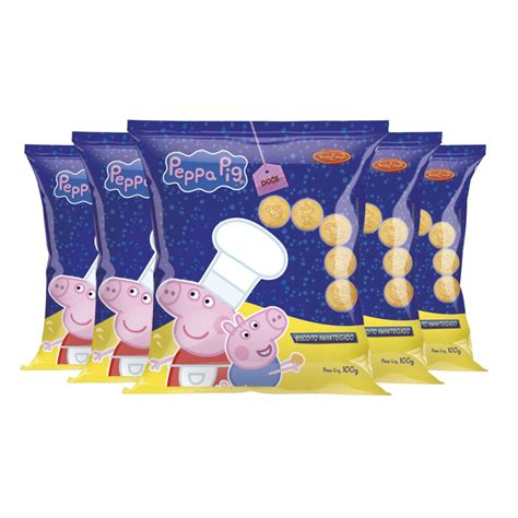 Biscoito Peppa Pig Kit 05 Un Pacote 100g Shopee Brasil