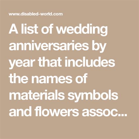 Wedding Anniversary Names By Years Married Wedding Anniversary List