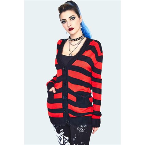 Jawbreaker Striped Cardigan Redblack