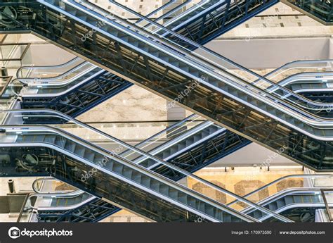 Escalators At Modern Shopping Mall — Stock Photo © Dedmityay 170973590