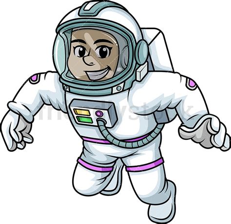 Female Astronaut On Spacewalk Cartoon Vector Clipart - FriendlyStock