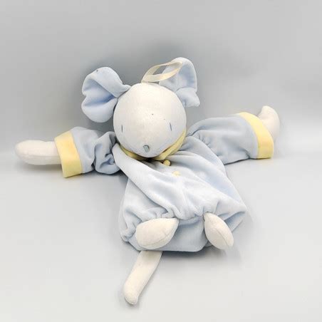 Doudou Range Pyjama Souris Bleu Jaune SUCRE D ORGE