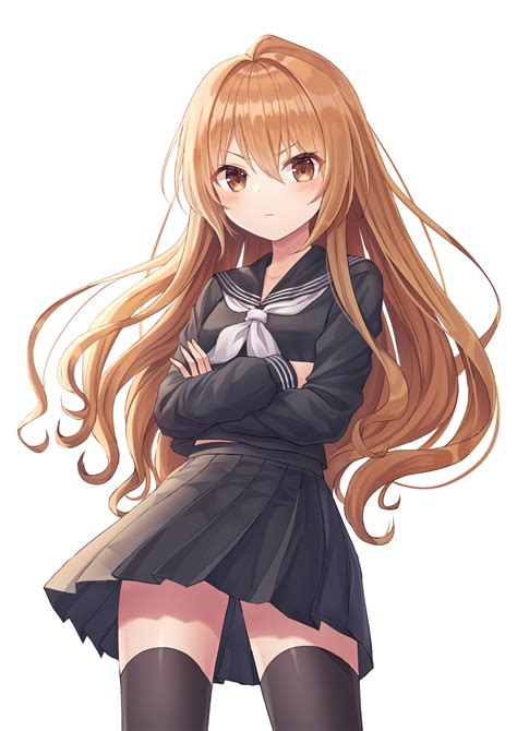 Safebooru 1girl Aisaka Taiga Bangs Black Legwear Black Sailor Collar Black Serafuku Black