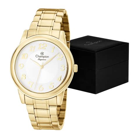 Rel Gio Feminino Champion Elegance Dourado Prova D Gua Cn H