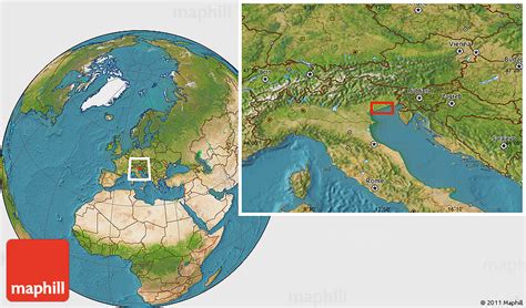 Satellite Location Map of Caorle