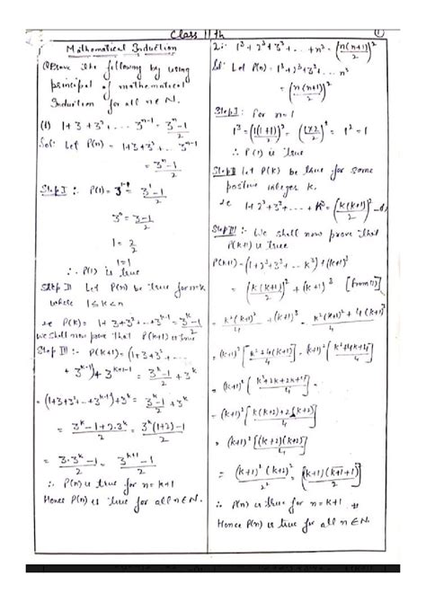 Class 11 Mathematical Induction Handwritten Notes Pdf Shop Handwritten Notes Shn