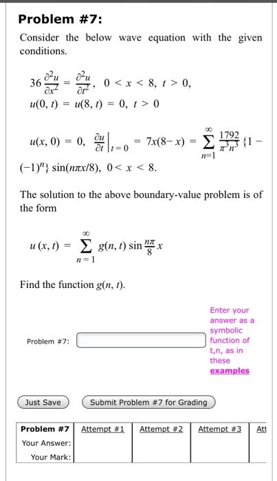 Solved Problem 7 Consider The Below Wave Equation With The