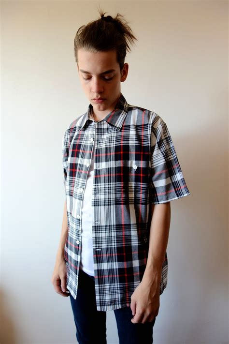 1950s Mens Plaid Cotton Shirt Vintage Short Sleeve Etsy Cotton