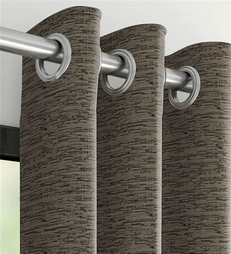 Buy Grey Solid Polyester 8 Ft Blackout Eyelet Door Curtain By Ddecor