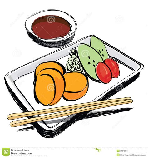 Japanese Cuisine Food Sketch Hand Drawn Stock Vector Illustration