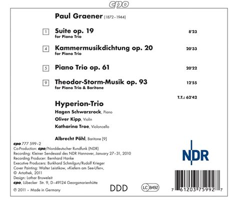 Hyperion Trio Paul Graener Complete Piano Trios