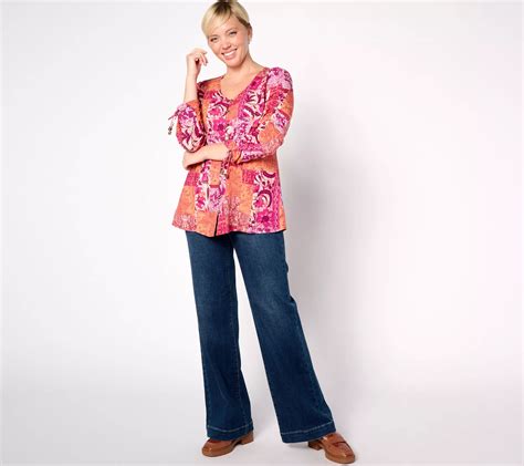 Susan Graver Passport Regular Printed Rayon Woven Tunic