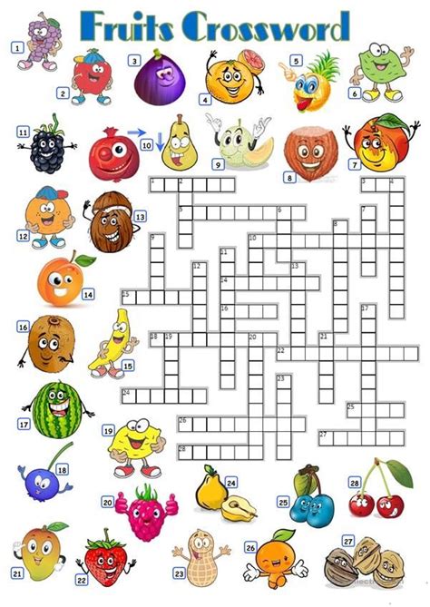 Fruits Crossword Crossword Esl Worksheets Crossword Puzzles