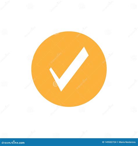 Check Mark Valid Seal Icon White Squared Tick In Orange Circle Flat