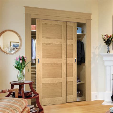 Two Sliding Wardrobe Doors And Frame Kit Coventry Shaker Style Oak Doo