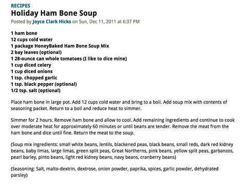 Honey Baked Ham Ham Bone Soup Recipe Holiday Ham Holiday Recipes Ham Bone Soup Recipes