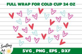 Full Wrap Valentine Heart Cold Cup Oz Graphic By Sundayart