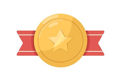 Premium Vector Medal Badge With Hero Star And Red Ribbon Gold