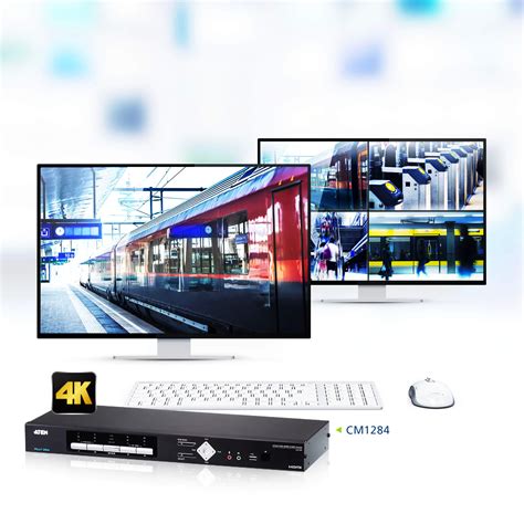 4 Port USB 4K HDMI Multi View KVMP Switch CM1284 ATEN Desktop KVM