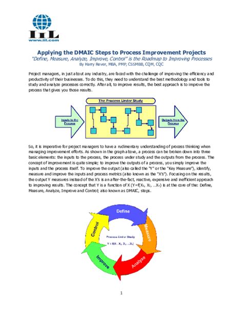 Pdf Applying The Dmaic Steps To Process Improvement Projects Define