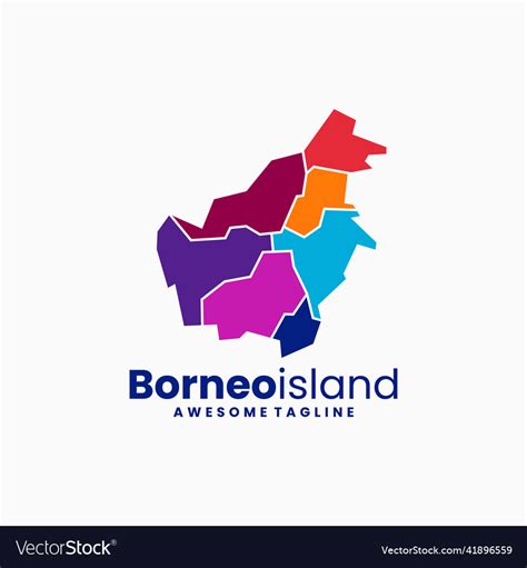 Logo Borneo Island Color Mascot Style Royalty Free Vector