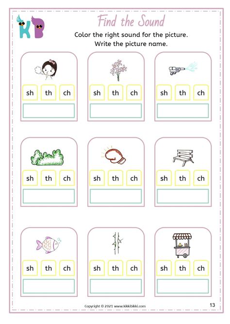 Ch Sh Th Worksheets For Kindergarten Free Printable Kikkibikki