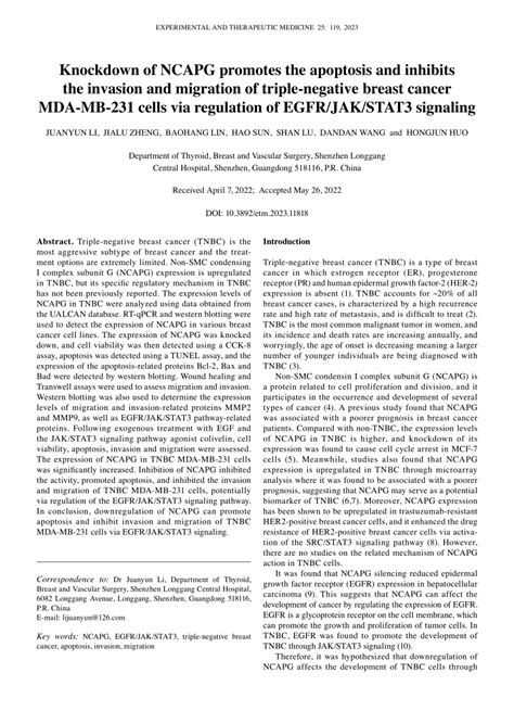 Pdf Knockdown Of Ncapg Promotes The Apoptosis And Inhibits The