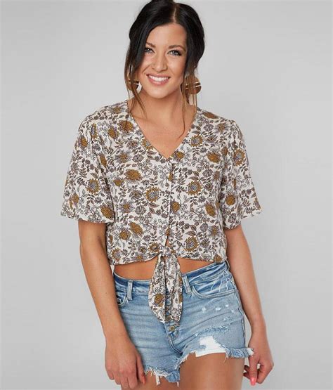 Gypsies And Moondust Button Down Cropped Top Womens Shirts Blouses In