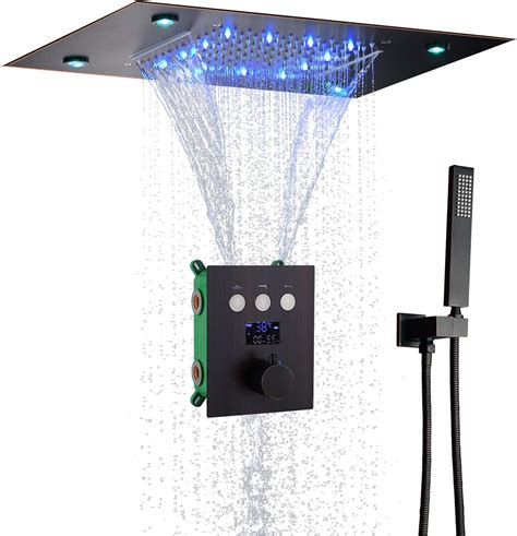 Digital Display Thermostatic Rain Shower System Set 14 X 20 Inch