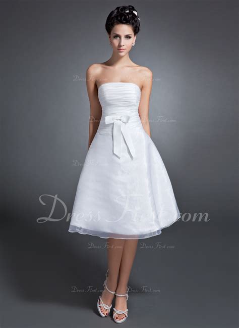 A Line Princess Strapless Knee Length Organza Homecoming Dress With