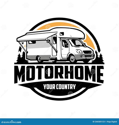 Motorhome Campervan RV Logo Emblem Vector Art Isolated CartoonDealer