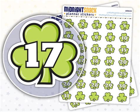 St Patricks Day Countdown Planner Stickers Shamrock Etsy