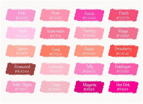 Shades Of Pink Chart With Names