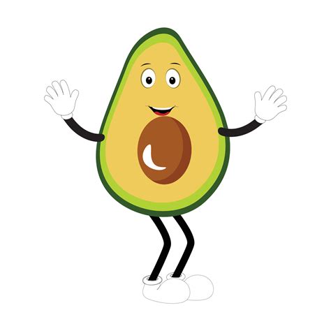 Cartoon Avocados Mascot Characters Hand Drawn Doodle Style Cartoon