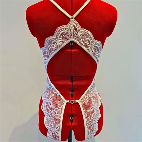 Crotchless Lingerie Set See Through Bodysuit Lace Lingerie Set